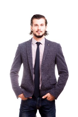 Emin gülümseyen iş adamı formal giyim