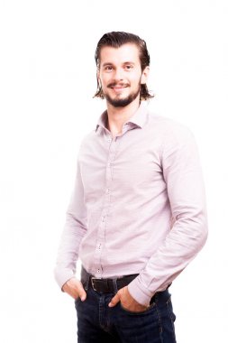 Emin gülümseyen iş adamı formal giyim