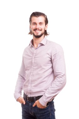 Emin gülümseyen iş adamı formal giyim