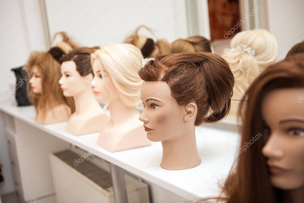 Different mannequin with different hairstyles