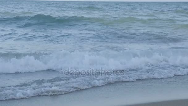 Gün batımında sahilde dalgalar deniz — Stok video