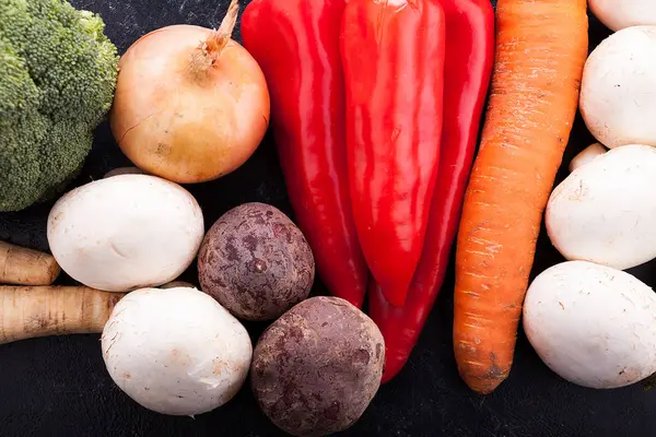 Вид сверху на здоровые овощи — стоковое фото