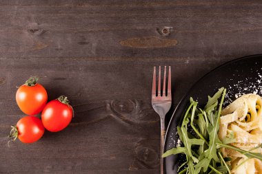 Lezzetli makarna Üstten Görünüm