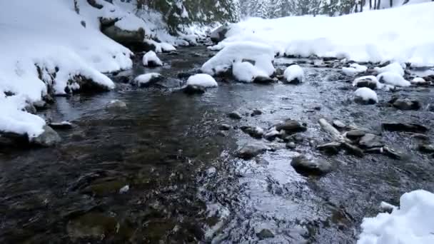 Rzeka w górach zimowych — Wideo stockowe