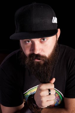 Hipster bearded man in hat
