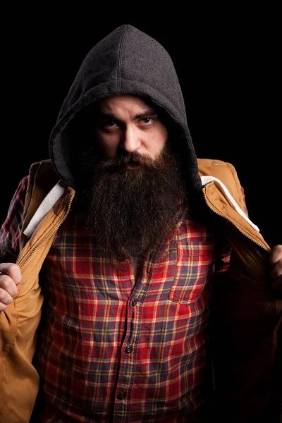 Портрет бородатого хипстера — стоковое фото