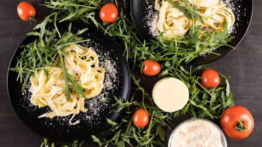 Ev yapımı tagliatelle makarna Üstten Görünüm