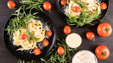 Ev yapımı tagliatelle makarna Üstten Görünüm