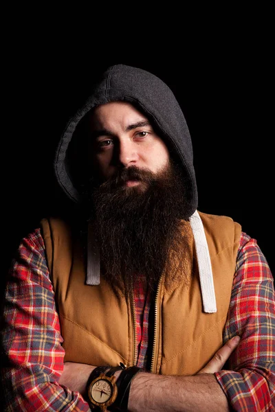 Portrait of beautiful bearded hipster — Stock Photo, Image