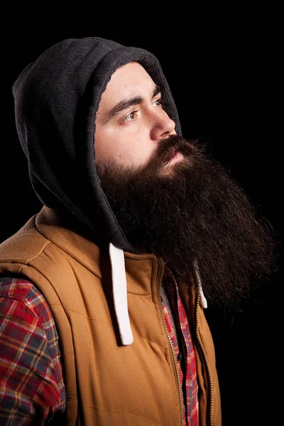 Hipster Brodaty mężczyzna z długą brodą — Zdjęcie stockowe