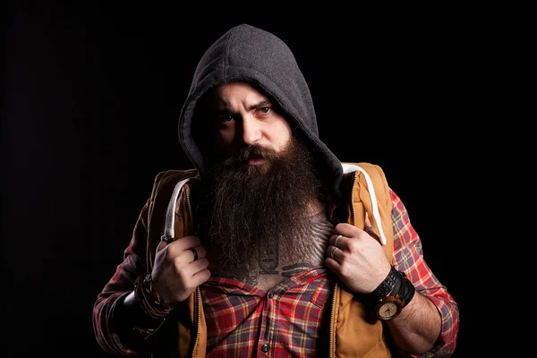 Hipster with a long beard — Stock Photo, Image