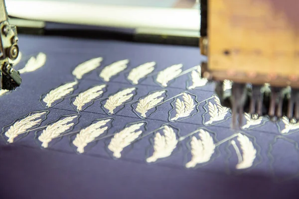 Close up with embroidery machine working — Stock Photo, Image