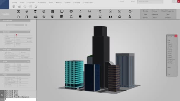 Software mock up of 3D buildings for architecture — Stock Video