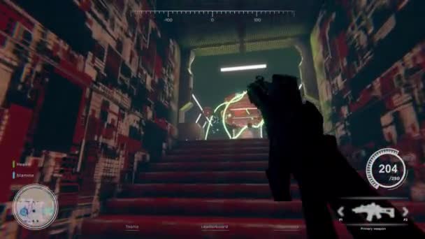 Alien ruimte shooter 3d animatie met spel over overlay aan het einde — Stockvideo