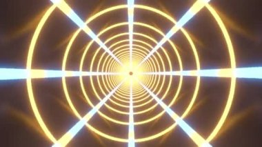 Ekranda dönen neon ışıklarının 3 boyutlu soyut animasyonu