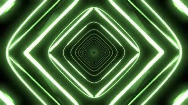 Yeşil ve beyaz 3D şekiller ve sonsuz dikişsiz döngüde neon renkleri