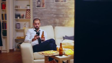 Tired businessman after long day of work