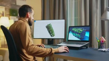 Businessman and engineer using modern software