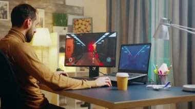 Young game creator testing the interface