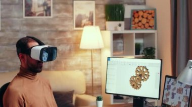 Mechanical engineer using modern technology to develop new gearing system