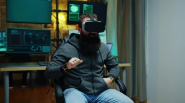 Cyber criminal using virtual reality goggles