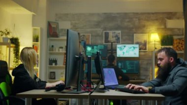 Dangerous hacker with his team doing cyber crimes