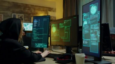 Happy hacker team after a successful cyber attack