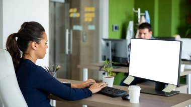 Yang yöneticisi modern ofiste çalışıyor. Şirket kurmak