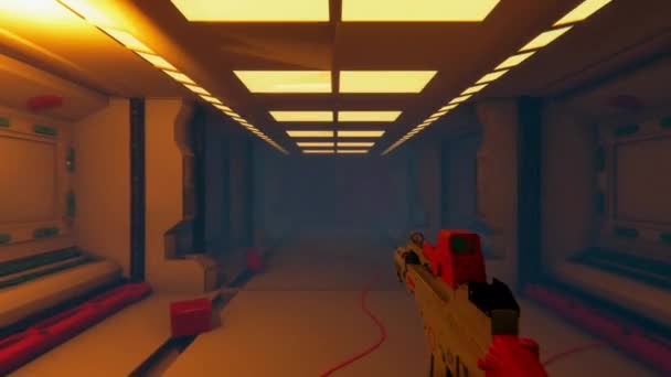 3D sci fi gaming animation mock up of first person shooter — Stock Video