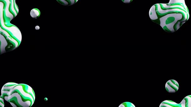 Bolas abstractas tipo mármol verde y blanco bailando — Vídeo de stock