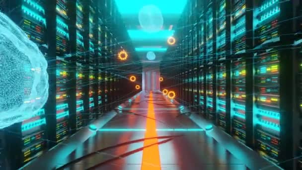 Concetto di data center con apprendimento AI — Video Stock