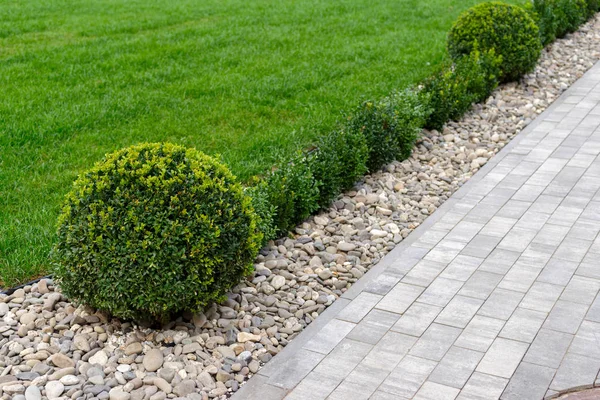 Decorated stone paths in landscape design Stock Image