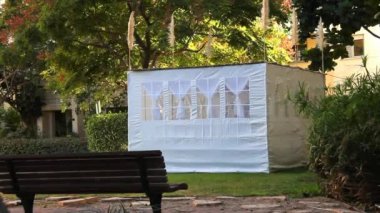 Yahudi tatil Sukkot. bir Sukkah bir geçici baraka inşa için kullanımı sırasında haftalık Yahudi Festivali, Sukkot var. Statik çekim