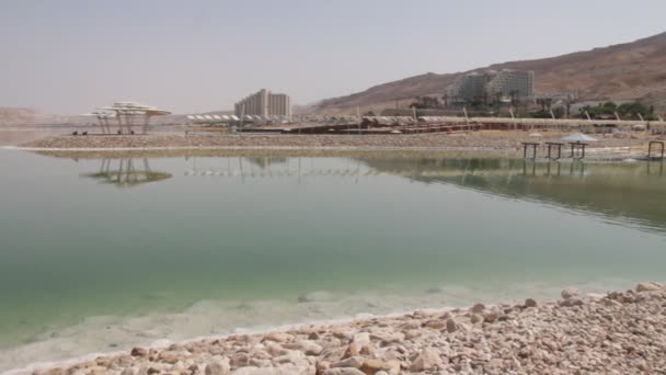 Dead Sea and Hotel Beach — Stock Video