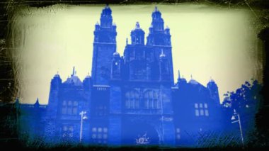 Kelvingrove Müzesi, Glasgow, İskoçya. Grunge Video