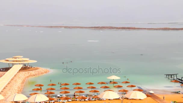 Пляж отеля на Мертвом море — стоковое видео
