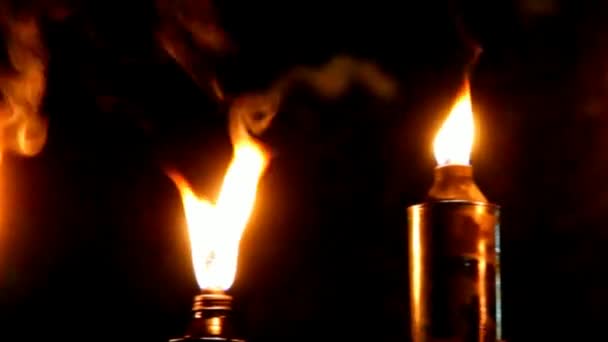 Hanukkah εξωτερική πετρελαίου φωτιστικά — Αρχείο Βίντεο
