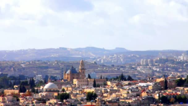 Velha paisagem de Jerusalém Do Monte das Oliveiras no Inverno — Vídeo de Stock