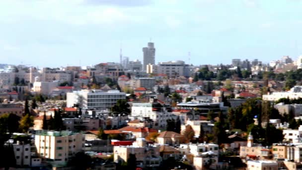 Westerse Jeruzalem gezien vanaf de Olijfberg — Stockvideo
