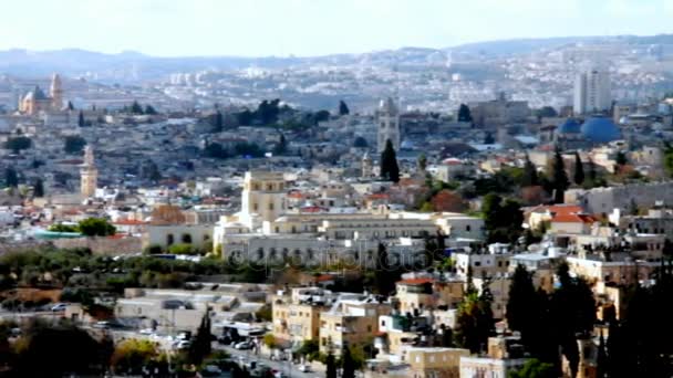 Gamla Jerusalem landskap från Mount Scopus — Stockvideo