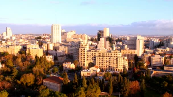 Современный Западный Иерусалим зимой — стоковое видео