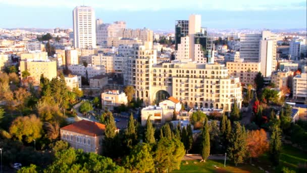 Jerusalém Ocidental contemporânea no inverno — Vídeo de Stock