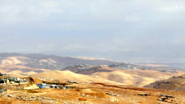 Краї пустелі. Вид з горі Скопус. Єрусалим. Ізраїль — стокове відео