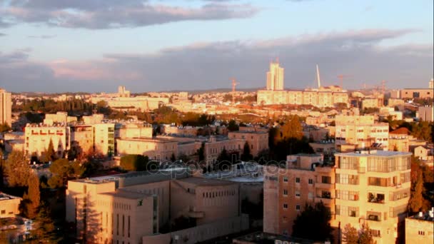 Samtida västra Jerusalem på vintern med — Stockvideo