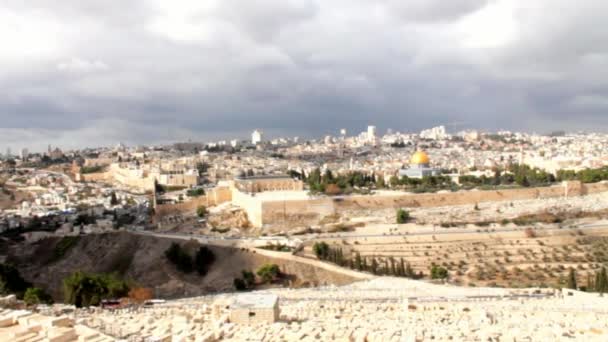 Oude Jeruzalem landschap vanaf de Olijfberg — Stockvideo