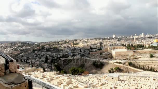 Velha paisagem de Jerusalém Do Monte das Oliveiras — Vídeo de Stock