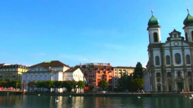 Luzern şehir manzaralı nehir reuss, İsviçre