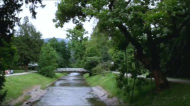 Nehir Oos ve bir Baden-Baden küçük köprü. Almanya