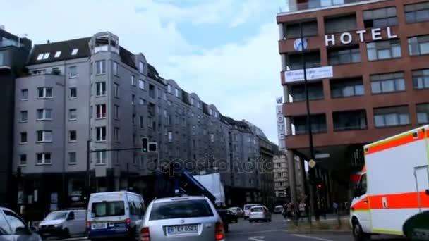 Driving Car at Streets of Berlin at Cloudy Morning — Stock Video