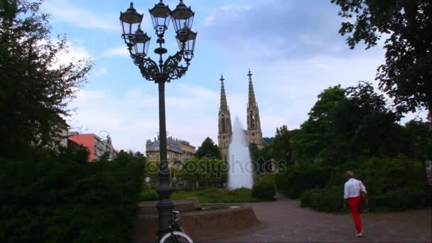 Praça Augusta (Augusta Platz) no Dia Nublado de Verão — Vídeo de Stock